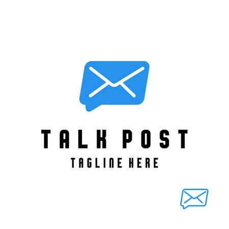 Simple and unique envelope and talk or chat image graphic icon logo design abstract concept vector stock. can be used as a  communication or newsのイラスト素材