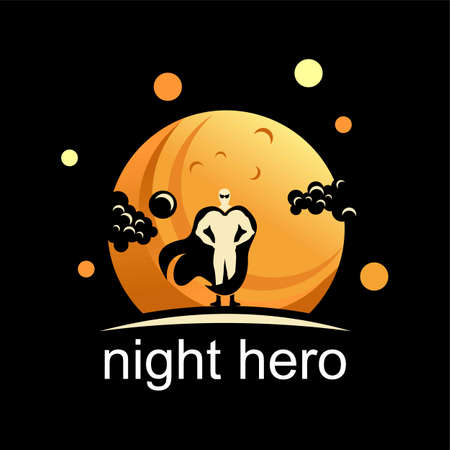 Simple aand unique hero with bright night background or moon image graphic icon logo design abstract concept vector stock. Can be used as a symbol related to character or comic.のイラスト素材