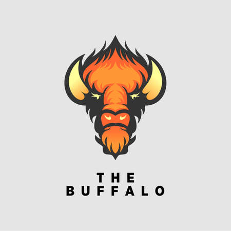 Simple and unique buffalo head in fierceness or anger image graphic icon logo design abstract concept vector stock. Can be used as symbol related to animal or character.のイラスト素材