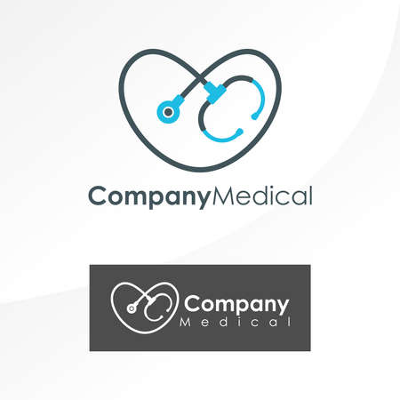 Simple and unique Stethoscope and heart image graphic icon logo design abstract concept vector stock. Can be used as a company symbol or related to medical or healthのイラスト素材