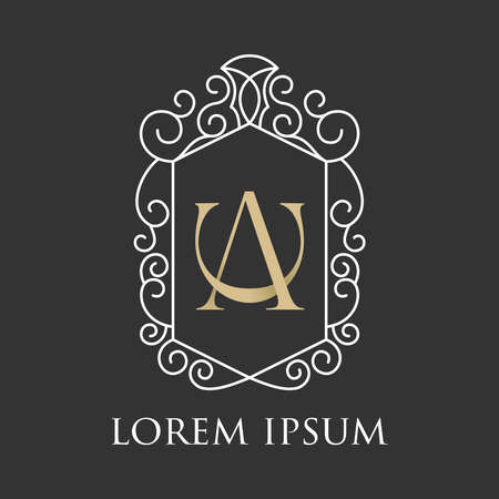 unique Elegant motif or art with letter AC or CA serif font image graphic icon logo design abstract concept vector stock. can be used as corporate symbol or related to luxury or initialのイラスト素材