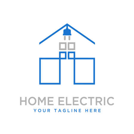 simple and unique house and stecker or plug in like image graphic icon logo design abstract concept vector stock. Can be used as a symbol related to tech or propertyのイラスト素材