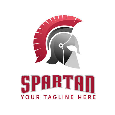 Simple and unique spartan or Gladiator helmet with hair image graphic icon logo design abstract concept vector stock. Can be used as a symbol related to warrior or sportのイラスト素材