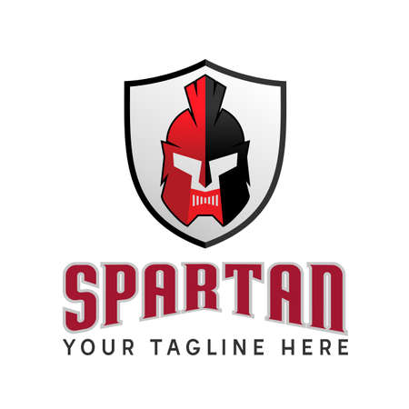 Simple and unique spartan or Gladiator helmet in guard or shield image graphic icon logo design abstract concept vector stock. Can be used as a symbol related to warrior or sportのイラスト素材