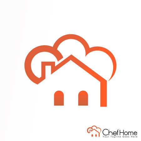 Simple house and chef hat (Chef Home) image graphic icon logo design abstract concept vector stock. can be used as a corporate identity related to cuisine or foodのイラスト素材
