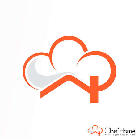Unique simple house and chef hat (Chef Home) image graphic icon logo design abstract concept vector stock. can be used as a corporate identity related to cuisine or foodのイラスト素材