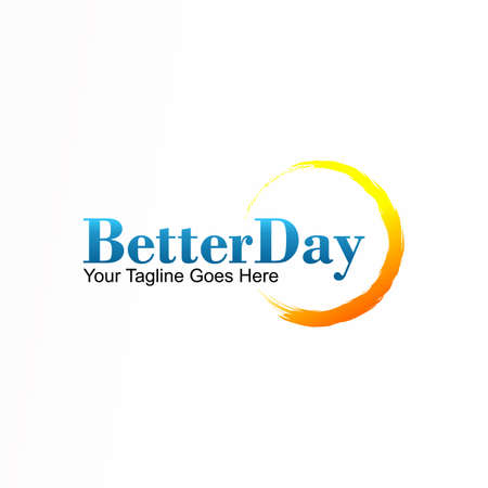 letter writing BETTER DAY serif font with circle fire image graphic icon logo design abstract concept vector stock. can be used as a corporate identity related to spirit or wordmarkのイラスト素材