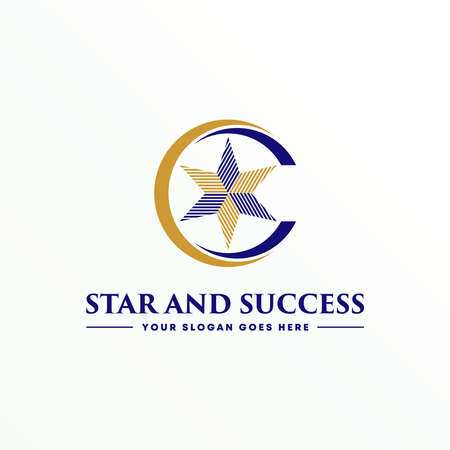 Unique stripe Star calligraphy with two circle like letter C font image graphic icon logo design abstract concept vector stock. Can be used as a symbol related to art or interior motifのイラスト素材