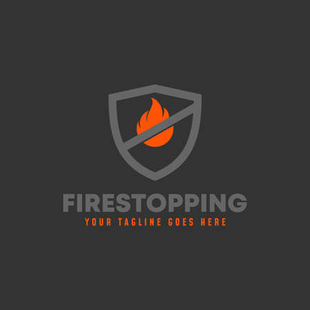 Fire or flame safety in guard or shield image graphic icon logo design abstract concept vector stock. Can be used as a symbol associated with a fire stop or protection.のイラスト素材
