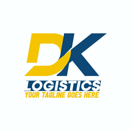 letter or word DK sans serif font with speed and cutting merging image graphic icon logo design abstract concept vector stock. Can be used as a symbol related to logistic or initialのイラスト素材