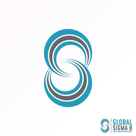 Two circle in triple cutting and flip position like Number 8 image graphic icon logo design abstract concept vector stock. Can be used as symbols related to initialのイラスト素材