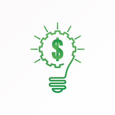 Lamp or lighting with Dollar image graphic icon logo design abstract concept vector stock. Can be used as a symbol related to money management or smartのイラスト素材