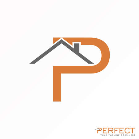 Letter P sans serif font with Roof or house image graphic icon logo design abstract concept vector stock. Can be used as a symbol related to the home or initialのイラスト素材