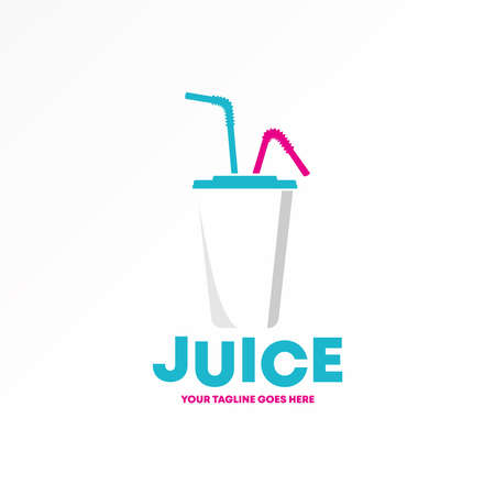 Simple Tea, ice, coffee, juice cup with drinking straw image graphic icon logo design Abstract concept vector stock. Can be used as a symbol related to drink.のイラスト素材