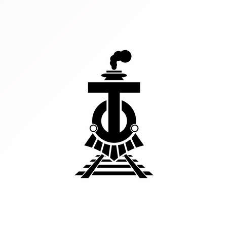 Letter T or TO font with Train head  or Locomotive, smoke, and rail  Image graphic icon logo design abstract concept vector stock. Can be used as a symbol related to initial or transportationのイラスト素材