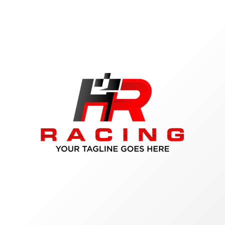 Letter or word HR sans serif font with Speed image graphic icon logo design abstract concept vector stock. Can be used as a symbol related to racing or initialのイラスト素材