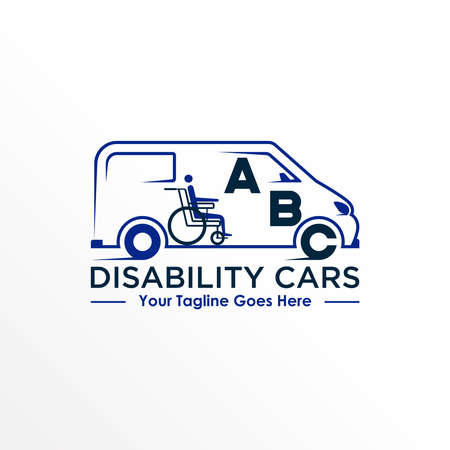 Vans car and wheelchair image graphic icon logo free design abstract concept vector stock. Can be used as a symbol related to disability or transportation.のイラスト素材