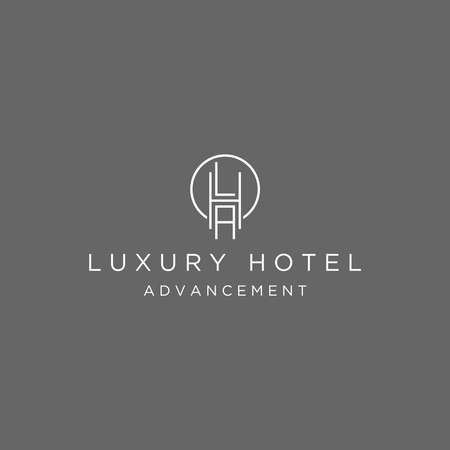 Letter or word LHA line font in circle image graphic icon logo design abstract concept vector stock. Can be used as a symbol related to property or initial.のイラスト素材