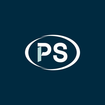 Letter or word PS sans serif font with flip Ellipse image graphic icon logo design abstract concept vector stock. Can be used as a symbol related to initial.のイラスト素材