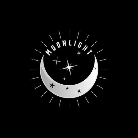 Moonlight or crescent and Stars image graphic icon logo design abstract concept vector stock. Can be used as a symbol related to metal or romance.のイラスト素材