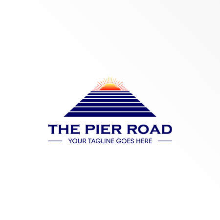 Simple Bridge with Sunrise on end image graphic icon logo design abstract concept vector stock. Can be used as a symbol related to Harbor.のイラスト素材