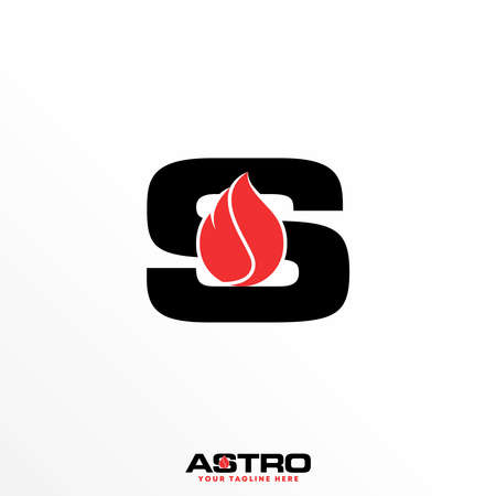 Letter or word S sans serif font with Fire or flame image graphic icon logo design abstract concept vector stock. Can be used as a symbol related to hot or initial.のイラスト素材