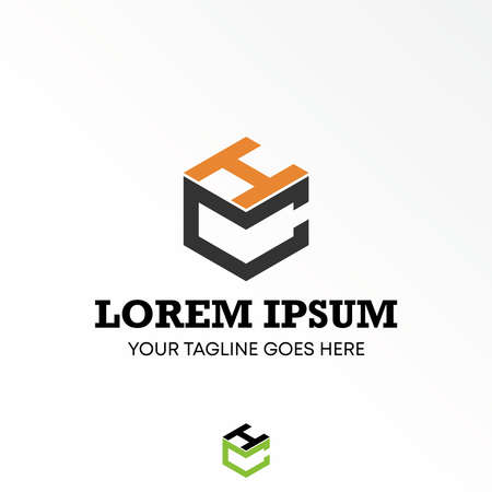 Letter or word HC font in 3D Hexagon image graphic icon logo design abstract concept vector stock. Can be used as a symbol related to initial.のイラスト素材