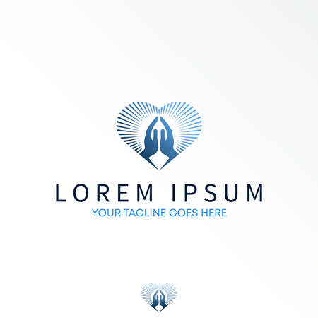 Line art Love ray and Hands pray image graphic icon logo design abstract concept vector stock. Can be used as a symbol related to religion.のイラスト素材