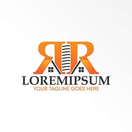 Double R or letter RR font with Roof house and building image graphic icon logo design abstract concept vector stock. Can be used as a symbol related to initial or property.のイラスト素材