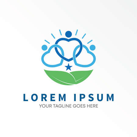 human body Love and leaves image graphic icon logo design abstract concept vector stock. Can be used as a symbol related to nature or family.のイラスト素材