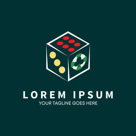 Dice and coin gambling game image graphic icon logo design abstract concept vector stock. Can be used as a symbol related to playingのイラスト素材