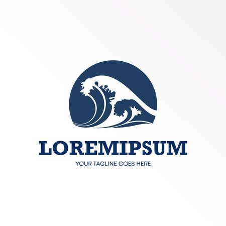 ocean or beach wave style circle block image graphic icon logo design abstract concept vector stock. Can be used as a symbol related to adventure or travelのイラスト素材