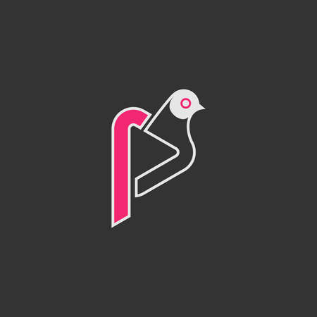 Letter or word P font with pigeon head image graphic icon logo design abstract concept vector stock. Can be used as a symbol related to initial or animalのイラスト素材