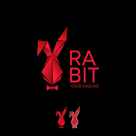 illustration rabbit with the bow tie in red colors image graphic icon logo design abstract concept vector stock. Can be used as a symbol associated with animal or characterのイラスト素材