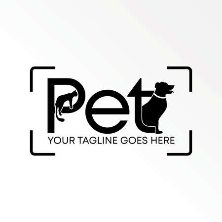 Simple Letter or word PET with dog and cat Image graphic icon logo design abstract concept vector stock. Can be used as a symbol related to initial or animalのイラスト素材