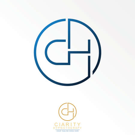 letter or word CH sans serif line font in circle image graphic icon logo design abstract concept vector stock. Can be used as a symbol related to initial or monogramのイラスト素材