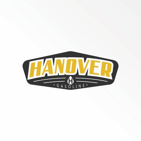 writing HANOVER with letter or word H font inside water or gasoline image graphic icon logo design abstract concept vector stock. Can be used as a symbol related to classic emblem or gas stationのイラスト素材