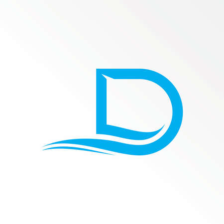 Unique Letter or word D sans serif font with wave or beach image graphic icon logo design abstract concept vector stock. Can be used as symbol related to travel or initialのイラスト素材