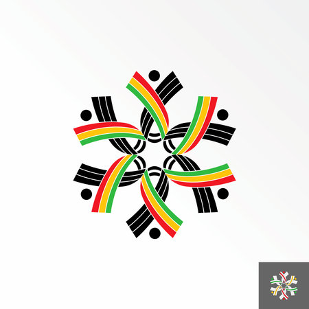 Breast cancer ribbon, aids tape, human or body in around or circle image graphic icon logo design abstract concept vector stock. Can be used as a symbol related to community or health.のイラスト素材