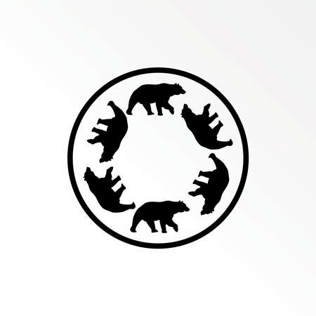 Six bears which is running round line circle image graphic icon logo design abstract concept vector stock. Can be used as symbols related to animal or wild.のイラスト素材