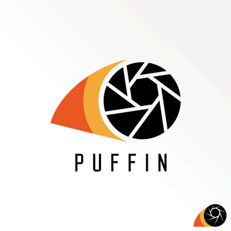 Unique and simple capture or camera with puffin head or mouth image graphic icon logo design abstract concept vector stock. Can be used as a symbol related to animal or photo shootのイラスト素材