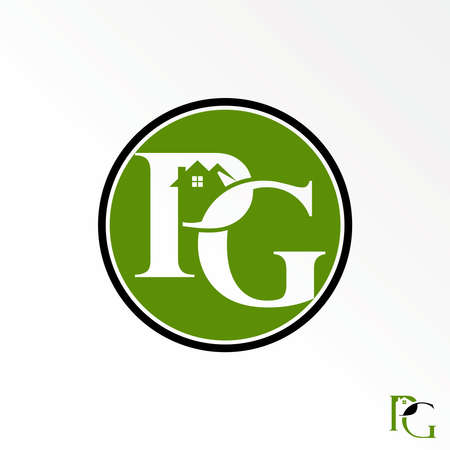 Letter or word PG serif font connected with roof house image graphic icon logo design abstract concept vector stock. Can be used as a symbol related to initial or propertyのイラスト素材
