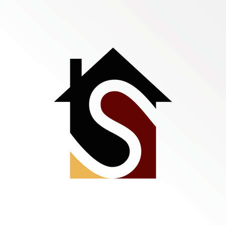 Simple or small house with letter or word S font inside image graphic icon logo design abstract concept vector stock. Can be used as a symbol related to property or initialのイラスト素材