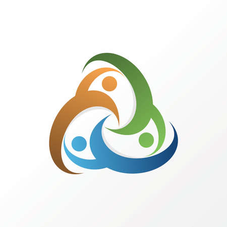 Unique but simple cut triangle around like motif or body human image graphic icon logo design abstract concept vector stock. Can be used as a symbol related to community or iconのイラスト素材