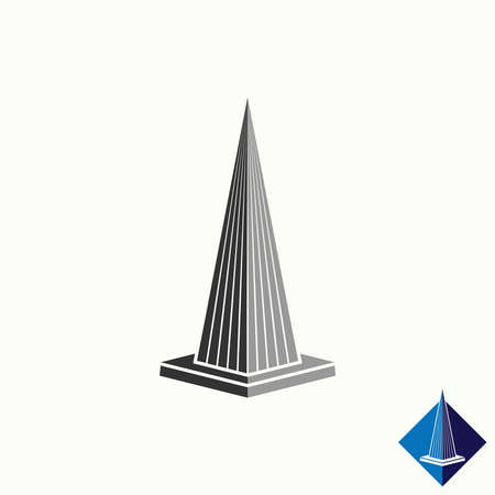 Simple and unique spire tower or pyramid in 3D shape line cut image graphic icon logo design abstract concept vector stock. Can be used as a symbol related to construction or buildのイラスト素材
