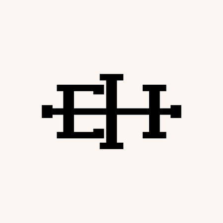 Simple and unique letter or word EH serif font with connect line on middle image graphic icon logo design abstract concept vector stock.のイラスト素材