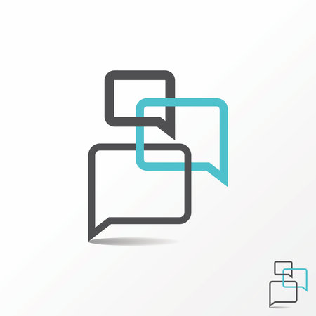 Simple and unique three or triple talk chat sign on merge image graphic icon logo design abstract concept vector stock. Can be used as symbol related to communication or communityのイラスト素材