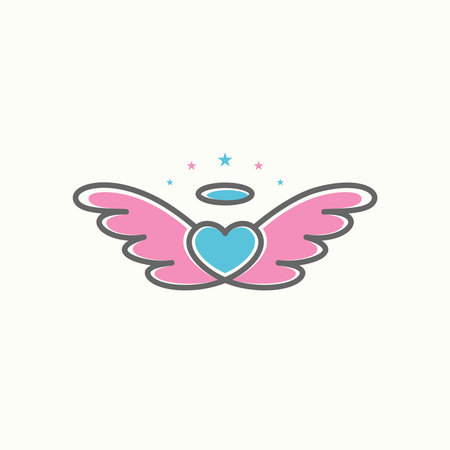 Simple and unique wings, love, and angel crown on line out image graphic icon logo design abstract concept vector stock. Can be used as symbol related to guard or childrenのイラスト素材