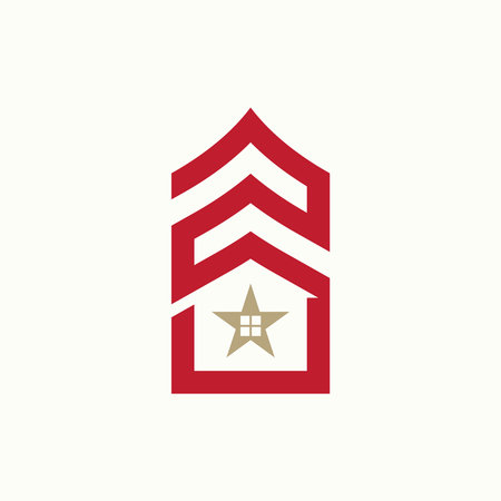 Simple and unique army veteran sign with home or roof house image graphic icon logo design abstract concept vector stock. Can be used as symbol related to property or pensionのイラスト素材