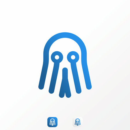 Simple and unique scary ghost in line with tech or network sign image graphic icon logo design abstract concept vector stock. Can be used as symbol related to computer or hackerのイラスト素材